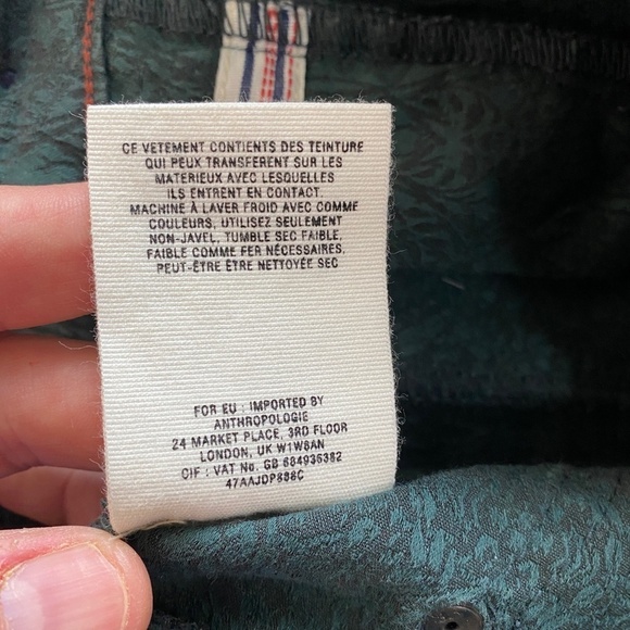 Pilcro and The Letterpress Green Forest Floral Stretch Pant Size 26‎ Zipper Hems - Picture 9 of 14